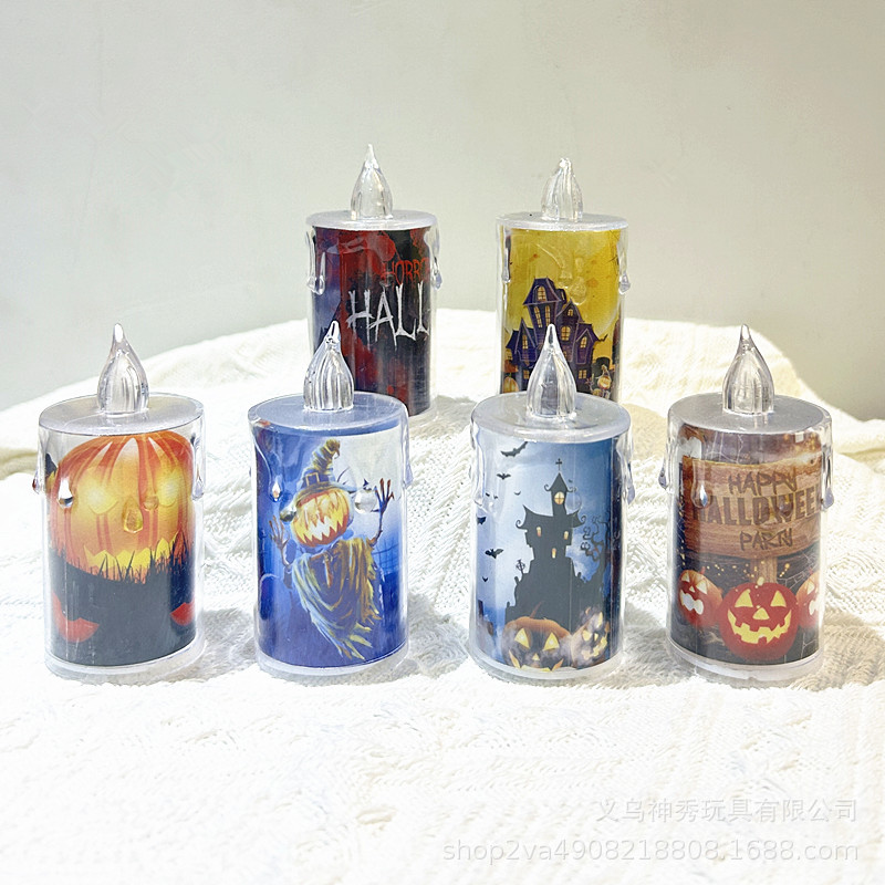 Lámpara de velas de Halloween nueva decoración transfronteriza de fantasmas decorativa calabaza candelabro lámpara de diseño de atmósfera accesorios lámpara de noche
