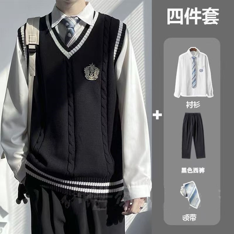 College style suit Japanese JK/DK uniform loose V-neck knitted sweater vest coat men's and women's sweater class clothing tide