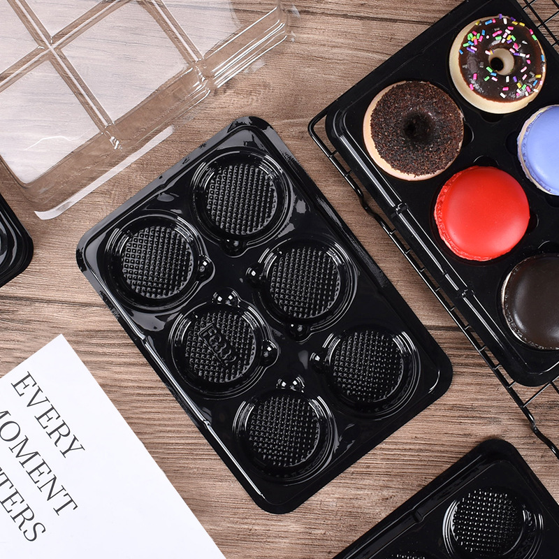 Engrosado xue mei niang caja de embalaje de yema de huevo crujiente caja de embalaje de 6 piezas transparente 6-rejilla hornear macron anciana pastel blister caja