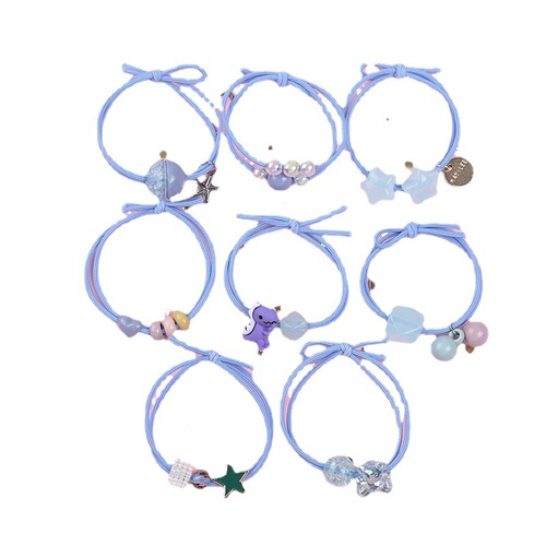 8-Piece Set Storage Bag for Hair Ties, Cute Princess Style, Hair-Friendly Small Elastics, Super Ethereal Hairbands, Women's Korean Version, Simple Hairbands