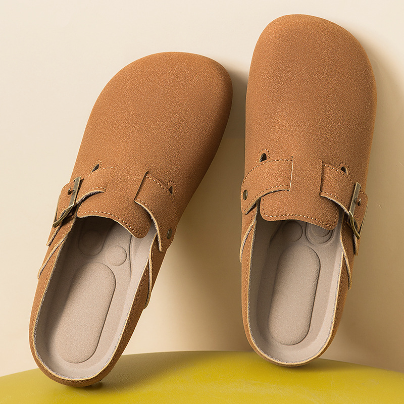 Changfeng zapatos primavera retro Bocken zapatos casuales zapatos de bolso de hombre zapatillas de mitad zapatillas de mujer Bocken zapatillas de fondo plano de mujer