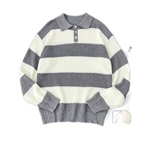M 17597 Polo Collar Striped Knit Sweater ���I�l�yᘿ���