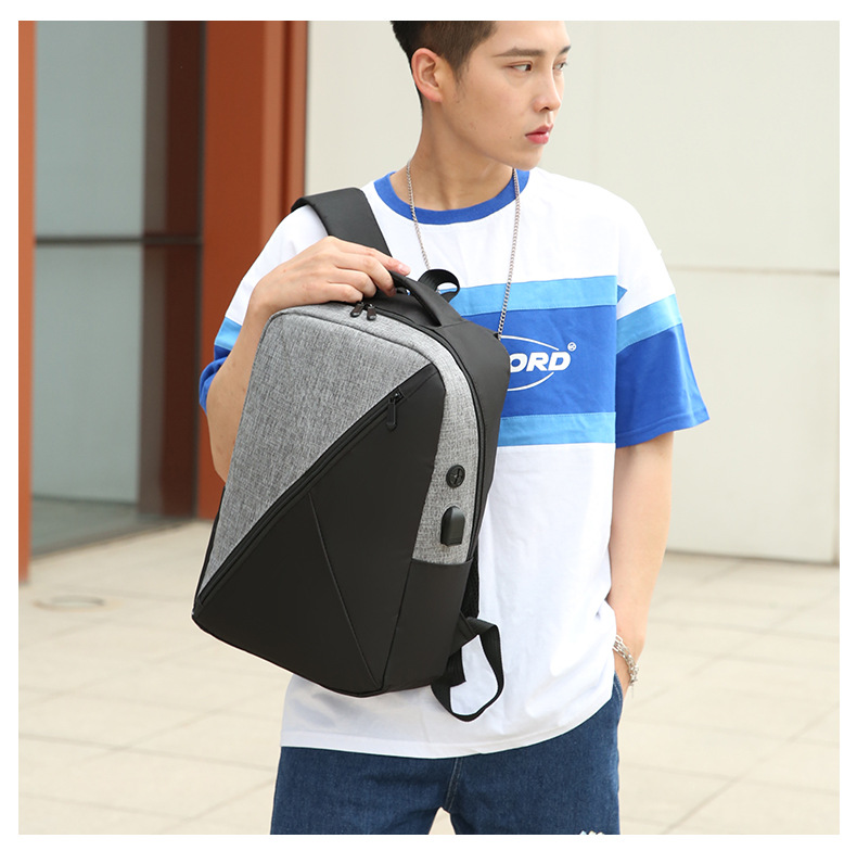 New simple and individual color-blocked backpack, large-capacity fashionable and trendy backpack, business commuting, student computer schoolbag undefined
