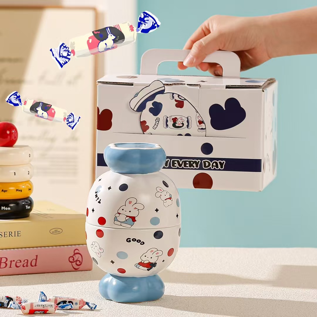 Personalidad creativa de dibujos animados de conejo blanco de leche taza de desayuno taza de regalo de mano encantadora taza de cerámica bebida taza de amor