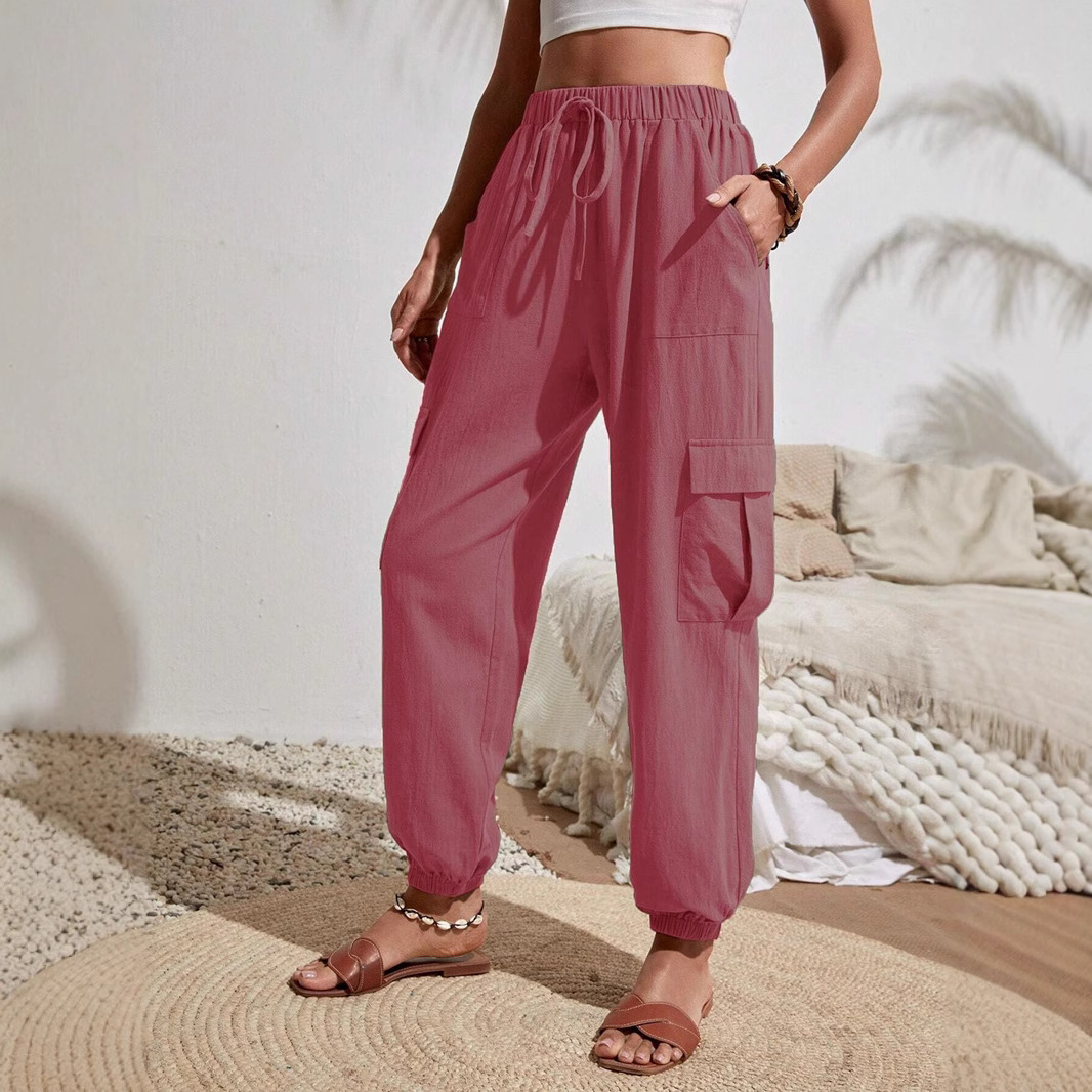 Pantalones de Mujer para Trabajo Casual, Color Sólido Versátil, con Bolsillos, Primavera-Verano 2025, Ropa de Mujer Europea y Americana, Amazon, Tiktok, Temu image 6