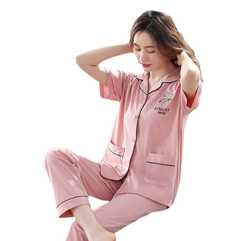 100% pijamas de algodón para mujer 2023 nuevos pantalones de manga corta de verano de dos piezas traje de algodón para el hogar se pueden usar afuera