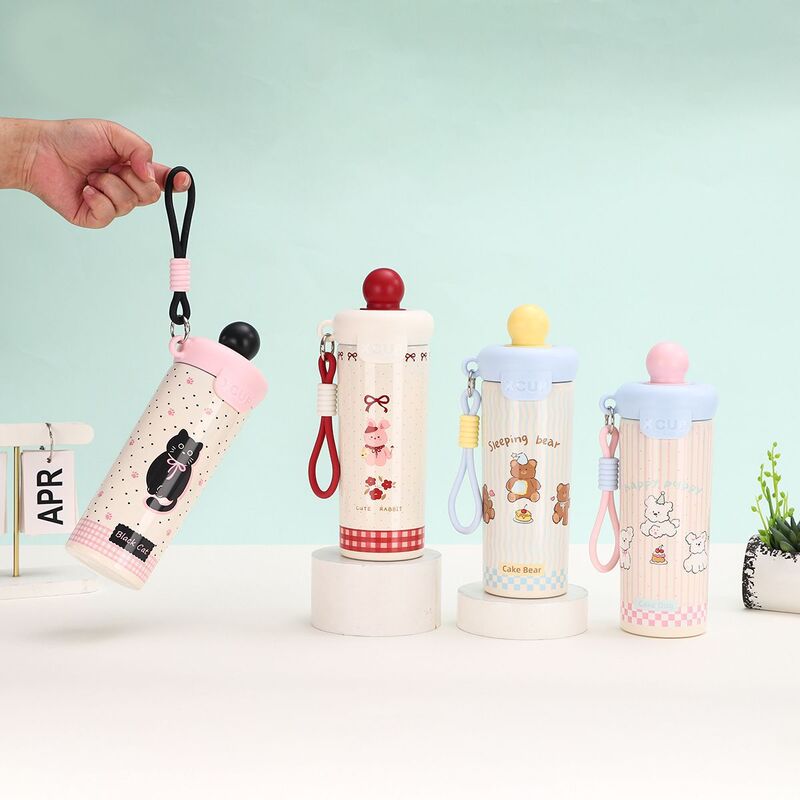 Cute Cartoon Creative Floating Ball Water Cup for Girls, High-Looking and Fresh-Style Straw Cup, Portable Thermos Cup for Outings and Car Use Cute Cartoon Creative Floating Ball Water Cup for Girls, High-Looking and Fresh-Style Straw Cup, Portable Thermos Cup for Outings and Car Use