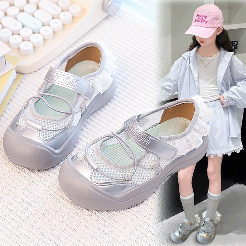 Sandalias deportivas estilo ballet para niñas verano 2025 nuevos zapatos de malla para niños zapatos casuales princesa de estilo occidental para niñas image 4