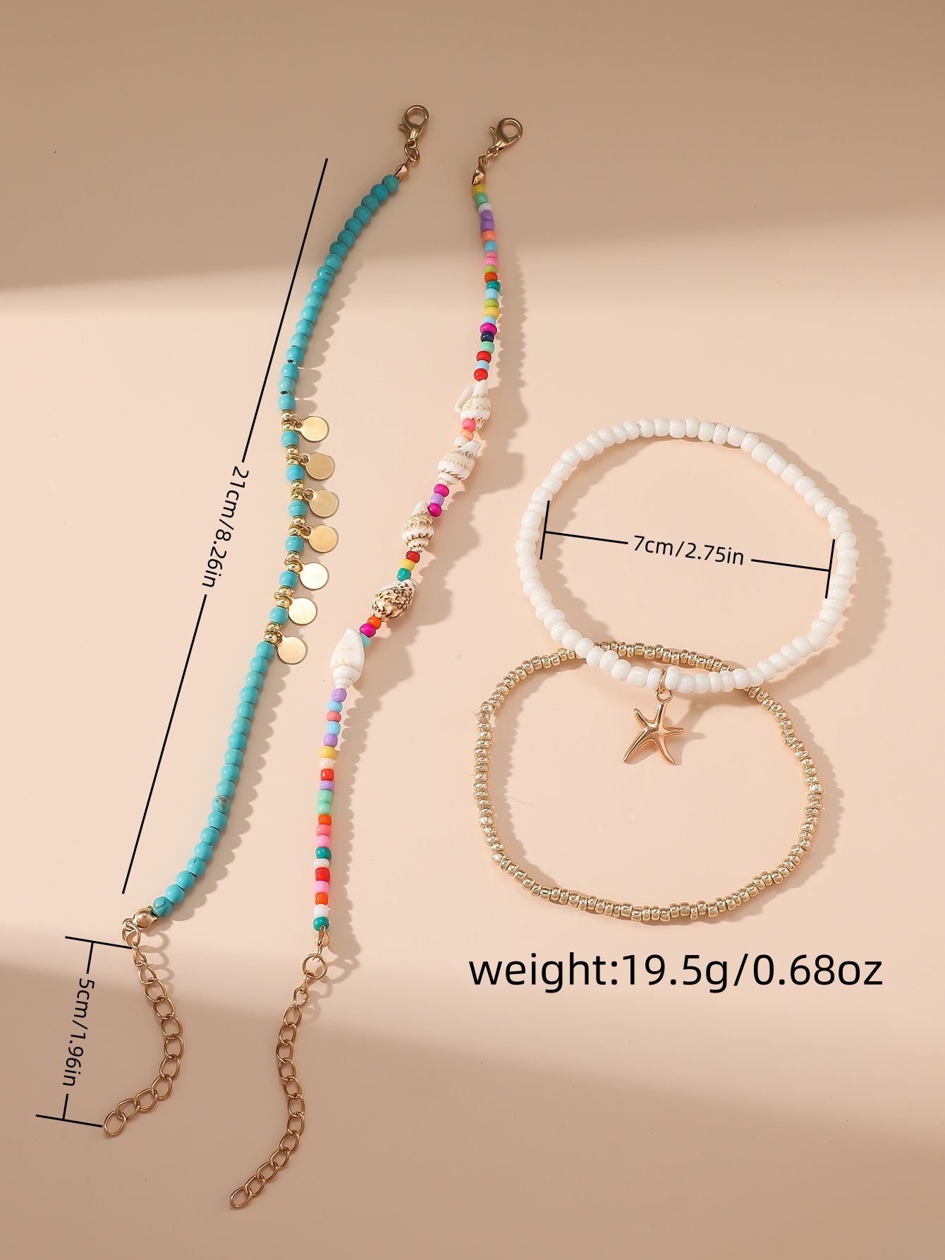 Cuenta De Semillas Retro Estrella De Mar Concha Con Cuentas Calcetín display picture 2