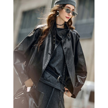 『漫步指南』全新油蜡植糅绵羊皮真皮皮衣短款廓形时髦外套25新款