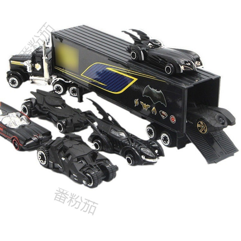 Bat Alloy Battle Vehicle Toy Set: 6 Battle Vehicles with Container Truck, Children's Pocket Set Small Cars