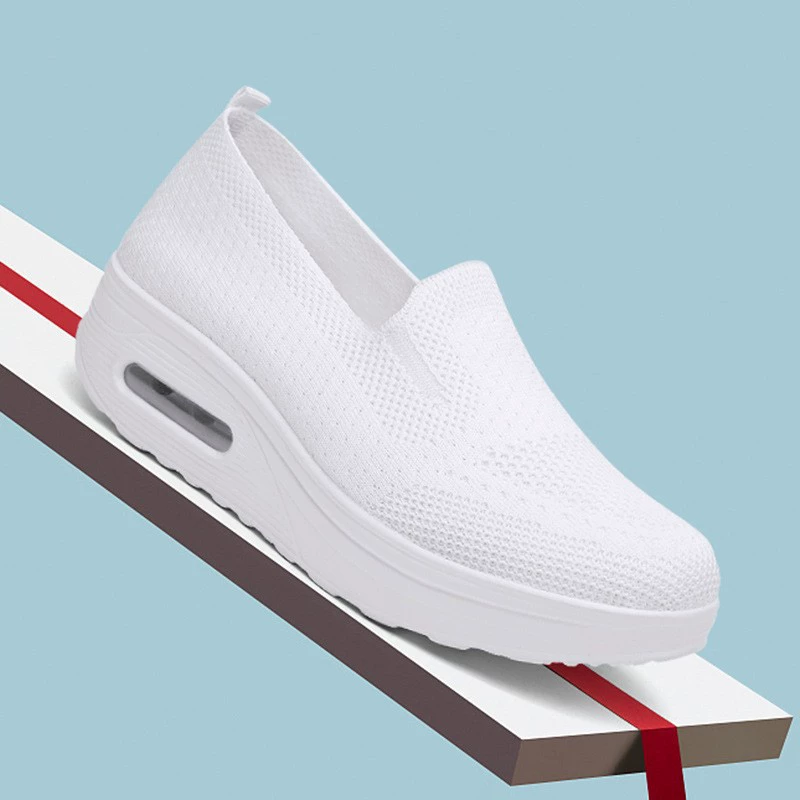Повседневные тапочки на slip‑on, мягкая подошва, дышащий трикотаж верх, платформа