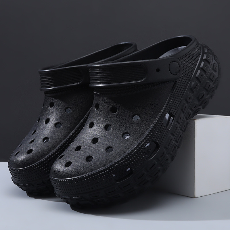 Zapatos con agujeros, ropa exterior de verano para hombres, suela gruesa, arrastre de cabeza, EVA, pies sin olor, sandalias y zapatillas antideslizantes de playa