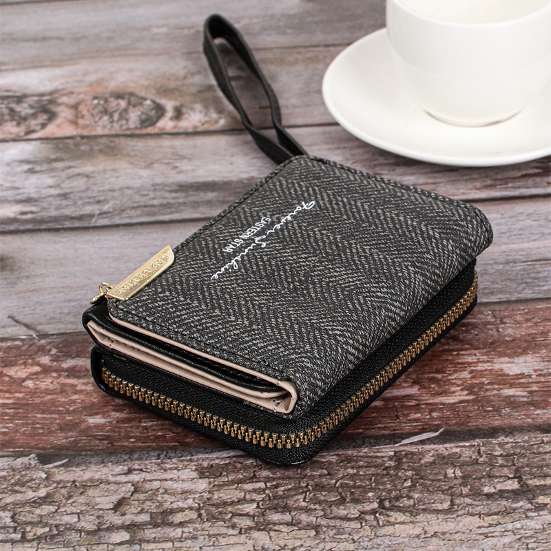 Pu Leather Material Women's Solid Color Pu Leather Zipper Wallets