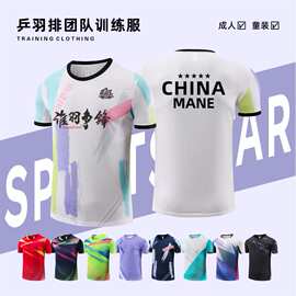 新款速干透气羽毛球服乒乓球服比赛训练儿童成人排球运动球衣套装