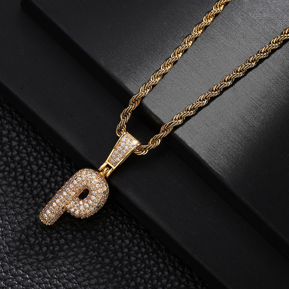 Nuevo cross-border 26 letras inglesas colgantes collares de bronce y piedra collares de moda simplista para hombres y mujeres