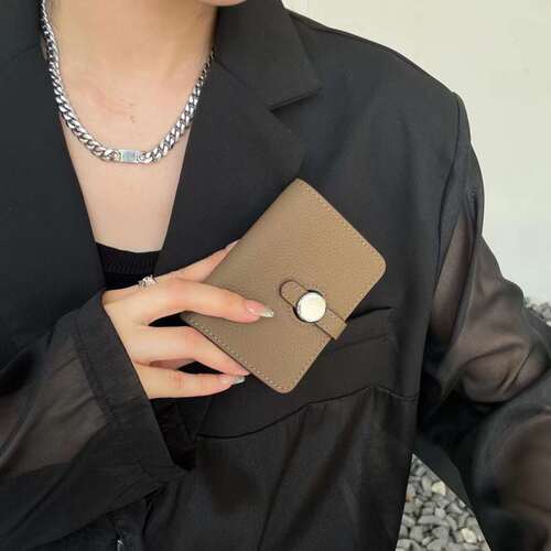 H family card holder women's multi-card slot genuine leather business Korean compact and exquisite high-end bank card holder business card holder card bag