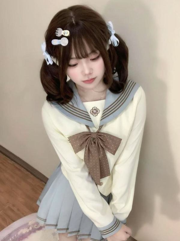 套装水手中间服2025新款春夏少女薄荷巧长短袖衬衫百搭JK裙一整套|undefined