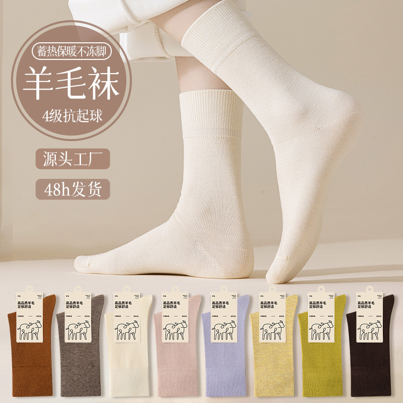 Autumn and winter new socks women's wool socks antibacterial heat storage warm ladies thick winter stockings piled socks