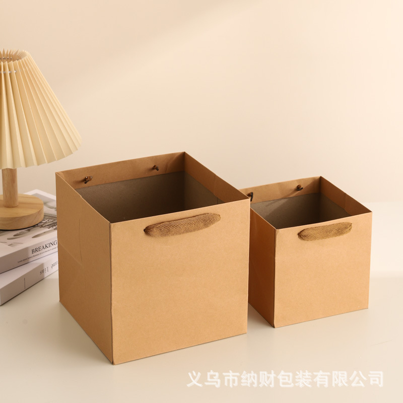 Bolsas de papel kraft espesa bolsa de mano bolsa de papel bolsa de flores al por mayor bolsa de regalo cuadrada