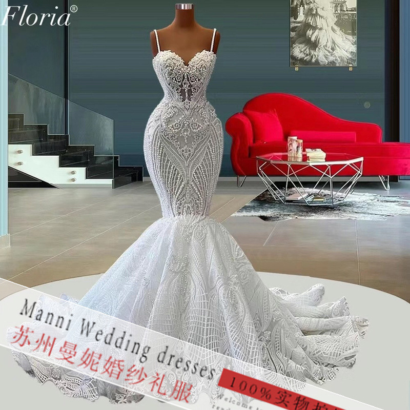 Amazon's New Foreign Trade Wedding Dress African Cross-Border Bridal Wedding Strap Lace Mermaid Wedding Dress Amazon's New Foreign Trade Wedding Dress African Cross-Border Bridal Wedding Strap Lace Mermaid Wedding Dress