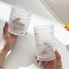 轻奢珠点杯韩国ins风玻璃水杯果汁杯牛奶杯饮料杯高颜值杯啤酒杯