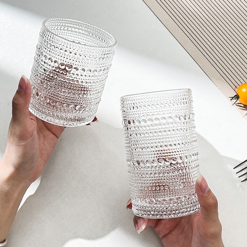 Light Luxury Bead Dot Cup Korean Ins Style Glass Water Cup Juice Cup Milk Cup Beverage Cup High-Value Cup Beer Cup