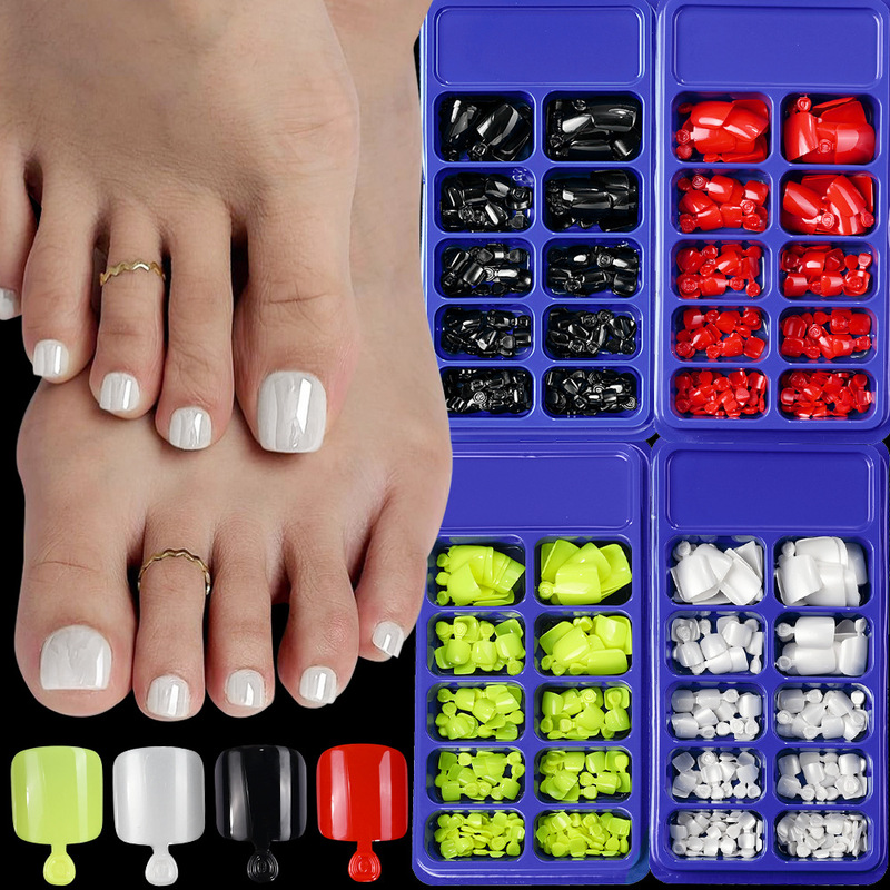 Cross-border bestseller: 10-compartment box with 120 pieces of short square solid color toenail patches, finished fake toenails Cross-border bestseller: 10-compartment box with 120 pieces of short square solid color toenail patches, finished fake toenails