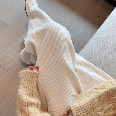 Chenille Wide leg pants Autumn and winter 2022 new pattern Easy Paige Plush white Straight corduroy Mopping the floor trousers