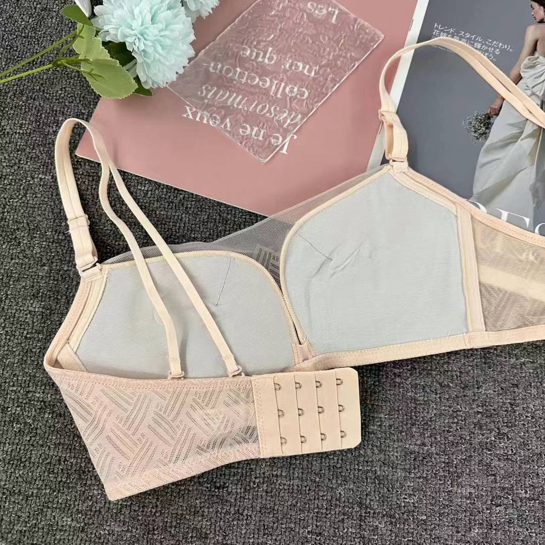 Nuevo sujetador de encaje de moda de encaje jacquard transpirable ajustable confortable anti-caída se reúne en tres filas de botones