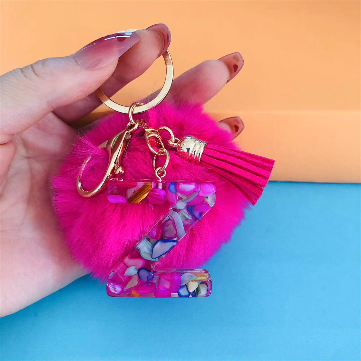 32g Weight Bag Pendant, Keychain Classification 1 Piece Quantity Holiday, Party Occasion Resin Material Letter, Hairball Pattern Unisex Gender Simple Style, Commute Style Simple Style Commute Letter Hairball Resin Unisex Bag Pendant Keychain 14