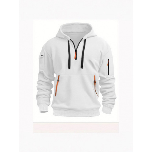 Year Spring Men's Hooded Sweatshirt Zipper Multi-Pocket Pullover Shirt Men's Sports Casual