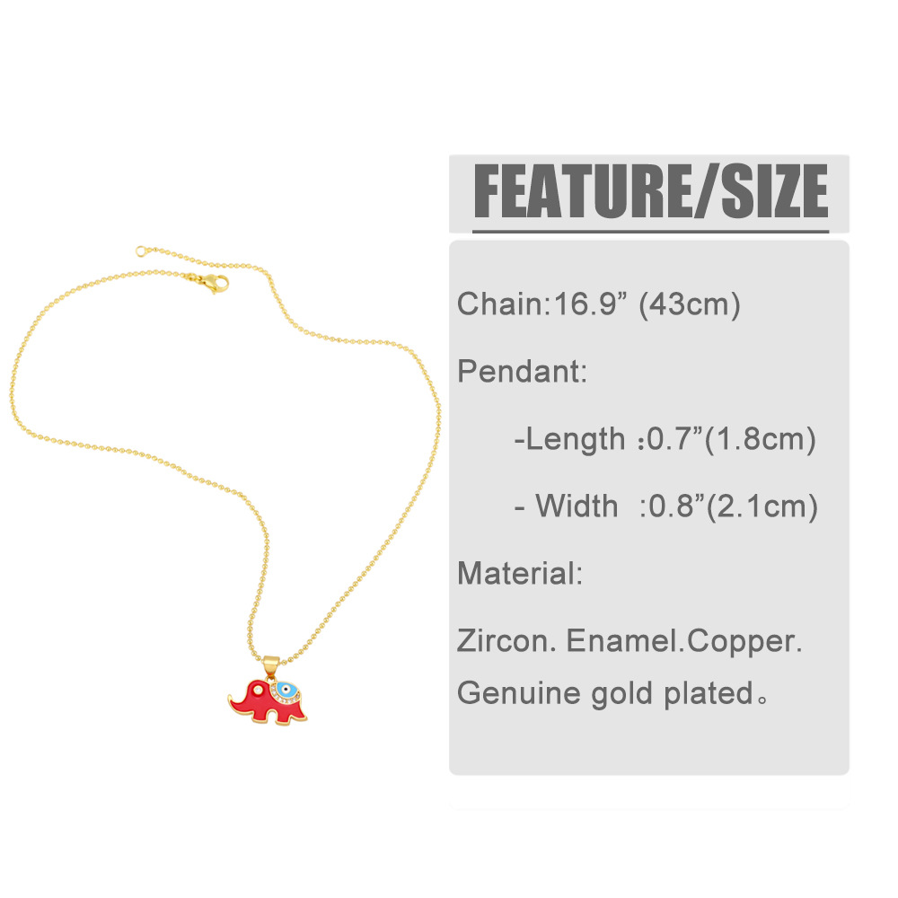 Fashion Eye Elephant Copper Necklace Inlay Zircon Copper Necklaces
