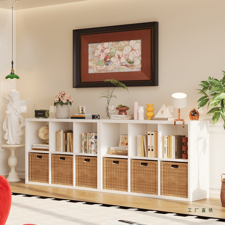 Shengnai Metal Lattice Cabinet Living Room Iron Bookshelf Bookcase Free Combination Floor-Standing Tv Cabinet Storage Cabinet Storage Rack