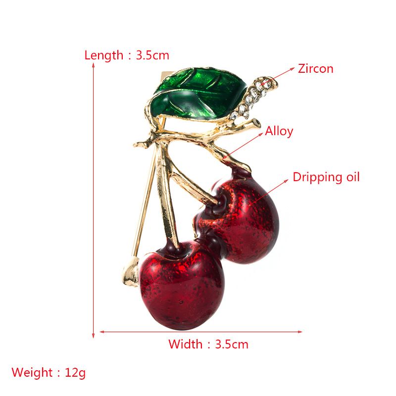 Drip Oil Diamond-studded Cherry Watermelon Brooch Wholesale Nihaojewelry display picture 1