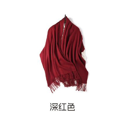 中国红围巾定制logo男女秋冬季披肩仿羊绒围巾纯色保暖大红色围巾|undefined
