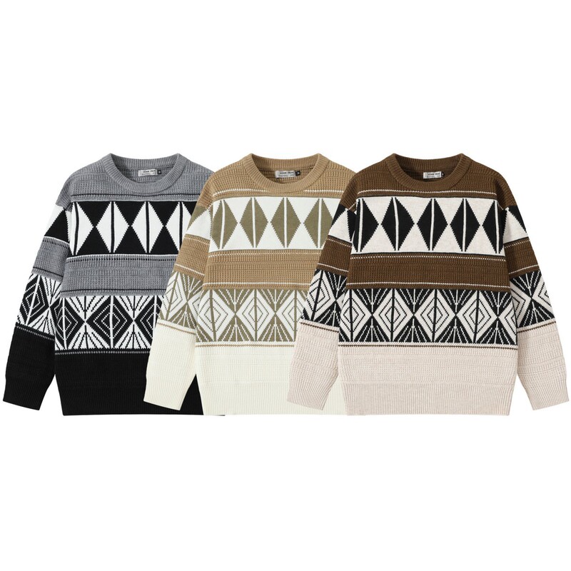 Ruiienrs X Adam Freak 2025 New Autum Fashion Versatile Color-Blocked Round Neck Sweater Az005