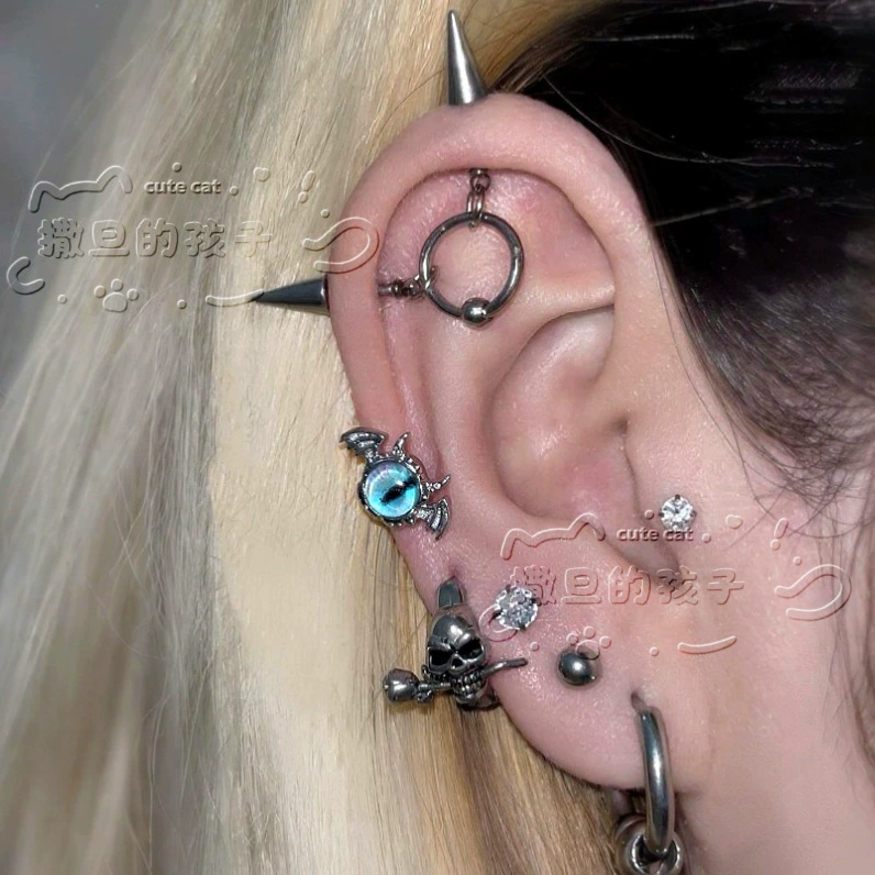 Satan's Child, Devil Boy Series, Ear Bone Nails, Helix Nails, Devil Nail Ear Nails, Earrings, Cochlear Nails, Small Ear Nails