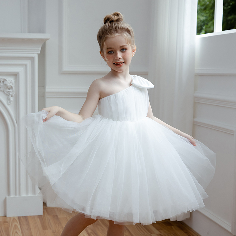 Cross Border Girls' Birthday Dinner Princess Dress Flower Girl Wedding Dress Kindergarten Prom Piano Performance Dress Mesh Dress