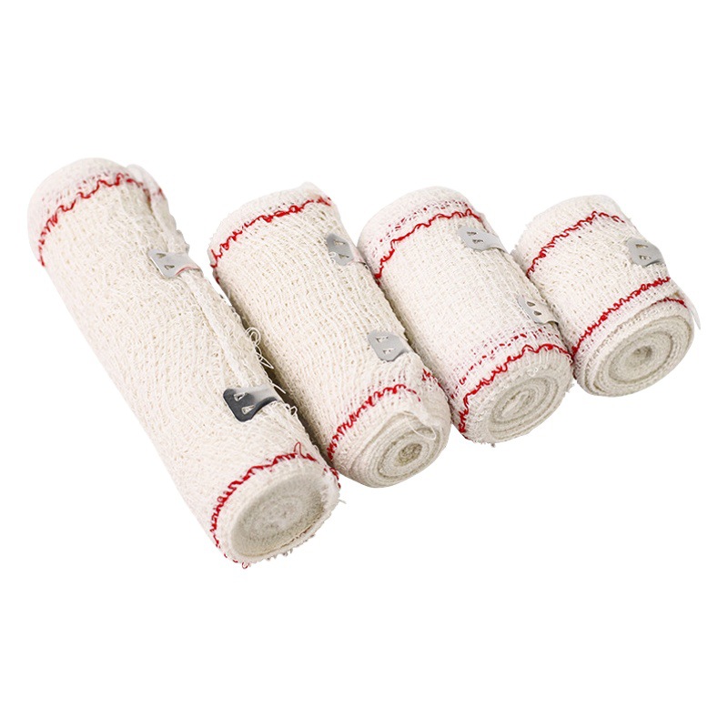 Exportación protectora de algodón spandex crepé vendaje de gasa de primeros auxilios herida al aire libre emergencia médica elástica arrugas