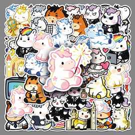 50张卡通小马驹可爱马年贴纸卡哇伊防水少女心手账本冰箱贴纸装饰