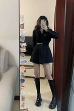 垫肩黑色西装外套女春秋韩版百搭休闲气质仙女小个子显瘦炸街西服