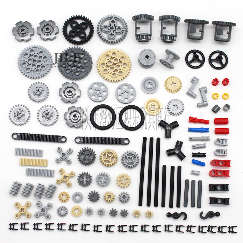 Technology small particle building block parts 9686 accessories bulk gear wheel axle pin small crawler mixed parts