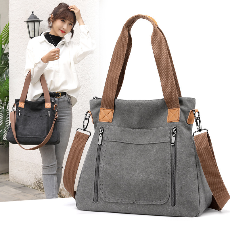 Cross-Border New Large-Capacity Women's Bag Canvas Casual Bag Korean Style Fashion Tote Bag Simple Document Bag New Women's Bag Cross-Border New Large-Capacity Women's Bag Canvas Casual Bag Korean Style Fashion Tote Bag Simple Document Bag New Women's Bag