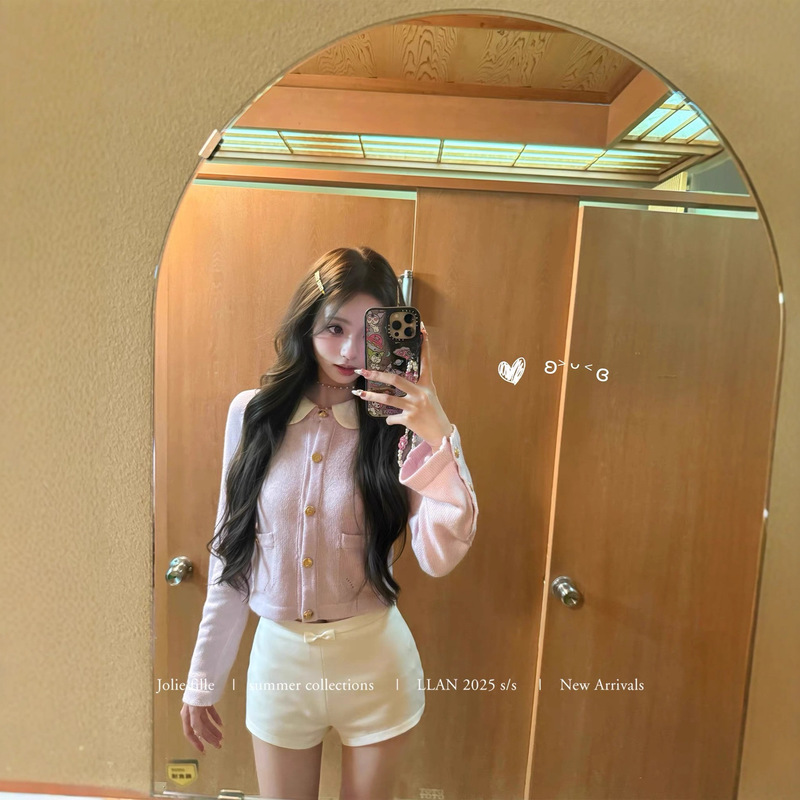 你的懒懒llan软软豆乳小翻领温柔贵气小香两色针织开衫上衣女|undefined