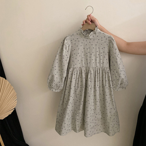 New Autumn Girls' Forest Series Floral Patchwork Dress 2025 Solid Color Versatile Charming Velvet Vest Two-Piece Set