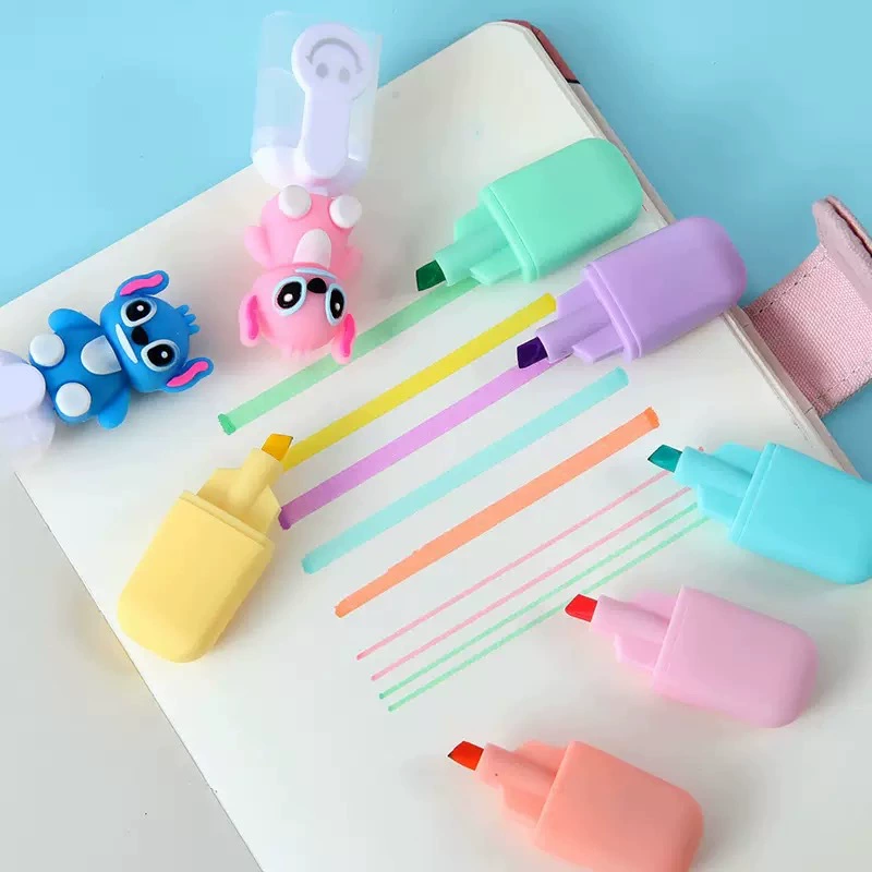 Small fluorescence marker, stationery, 6 pieces, scheduler, Birthday gift