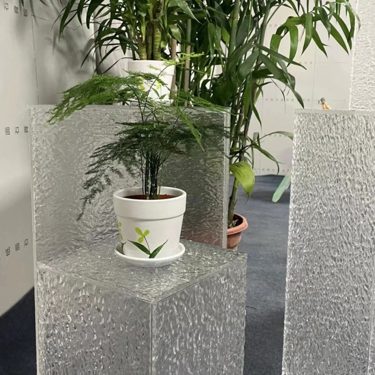 亚克力石头纹盒子底座透明有机地台展厅艺术品摆件简约摆台展示台