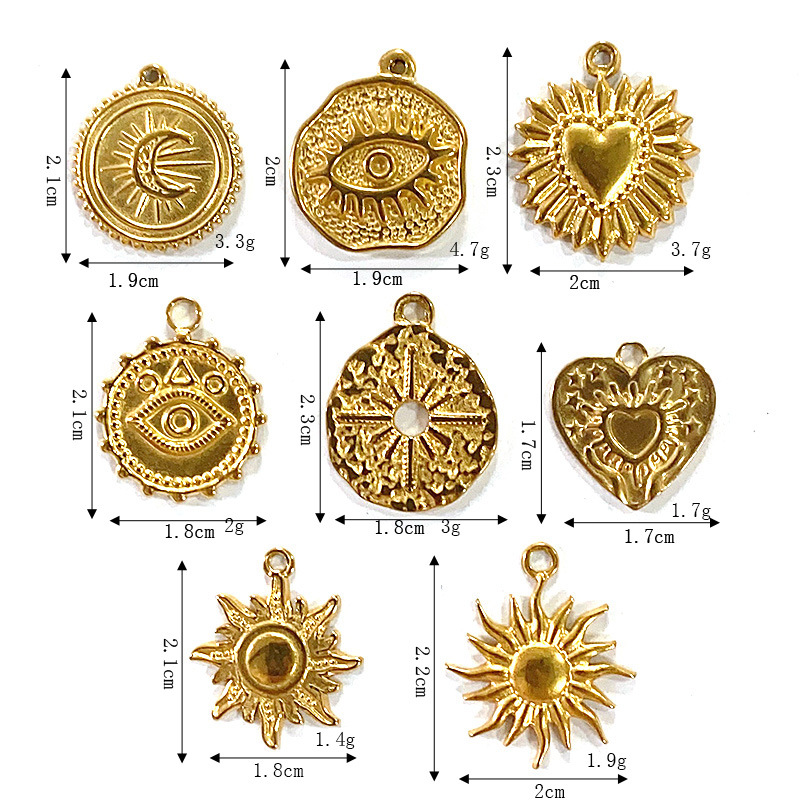 36g Weight Pendant Jewelry Making Type DIY Jewelry Accessories Classification 10 PCS/Package Quantity 304 Stainless Steel Material Heart Shape Pattern Plating Design Retro Style 10 PCS/Package 304 Stainless Steel Heart Shape Pendant 无