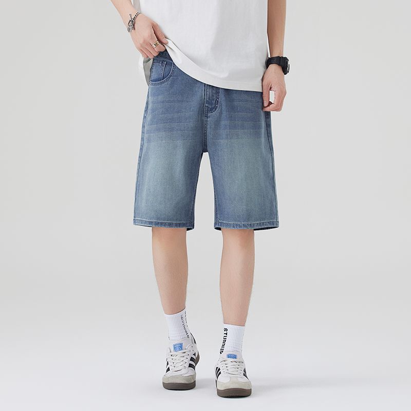 2025 Summer New Style Lyocell Tencel Straight Leg Denim Shorts for Men, Fashionable and Versatile, Five-Point Pants